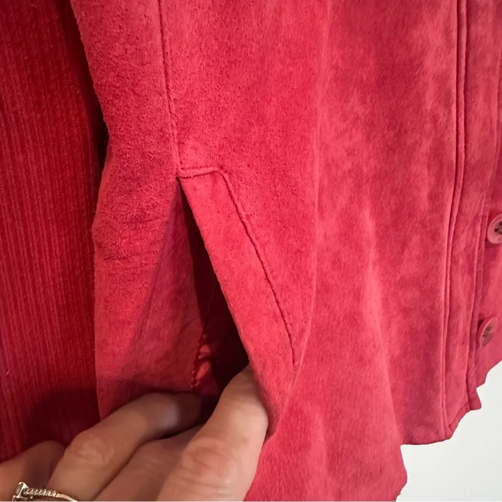 Tehama Nancy Haley Suede Ribbed Knit‎ Sleeves Jacket Women's Medium Fuchsia - Picture 6 of 9